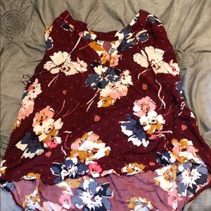 Maroon floral tank top